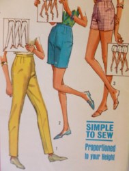 5973 Simplicity 1965 PROPORTION EZ JAMAICA SHORTS LENGTHS, PANTS PATTERN 24'' or 32" Waist Choice